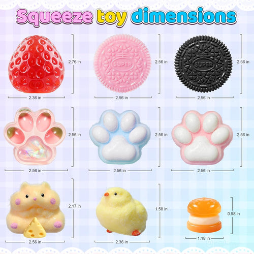22PCS Squishy Toys, Adorable Squeeze Toys Set, Fidget Toys Kit for Kids & Adults, Squishies Ideal for Anxiety Stress Relief, Party Favors Classroom Birthday Gifts for Boys & Girls