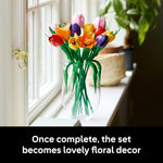 LEGO Botanicals Tulip Bouquet Building Set - Adults, Artificial Flowers, Home Decor, Craft Kit, Gift for Women & Men, Ages 18+