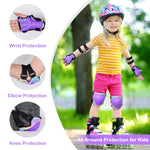 Fioday Kids Knee Pads Set with Adjustable Elbow Pads and Wrist Guard for Roller Skates Cycling Skateboard, 3-8 Years, Rainbow Unicorn