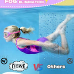 2 Pack Wide View Swimming Goggles, No Leaking Kids Swim Goggles with Anti-Fog/UV HD View Kids Goggles Boys Girls 5-15