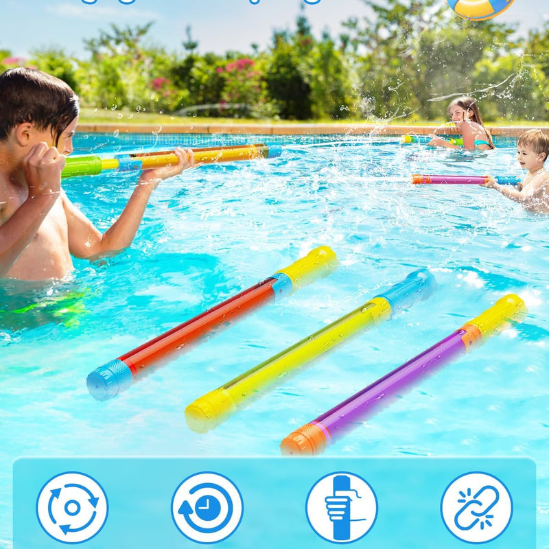 Water Gun Squirt Toys for Kids Adults Shoot Up to 40 Feet 6 Pack | Outdoor Super Blaster, for Age 3-4-5-8-12 Bulk, Fun Water Squirter for Swimming Pool Beach Summer Outside Party Games