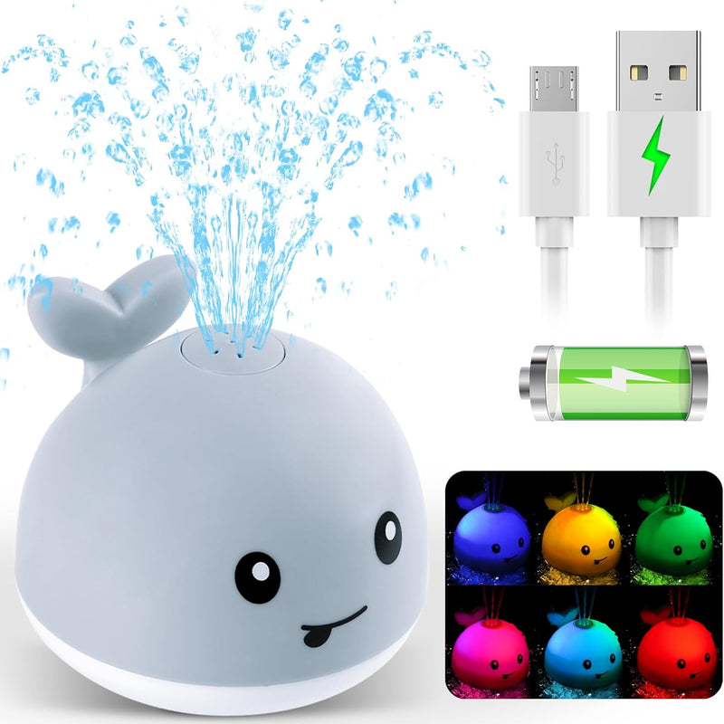 Gigilli Light up Baby Bath Toys for Kids Ages 1-3, Whale Bath Toy Sprinkler, Rechargeable Battery