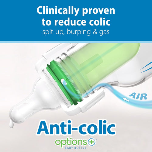 Dr. Brown's Natural Flow Anti-Colic Options+ Narrow Baby Bottle Gift Set with Advantage Pacifier & Bottle Travel Caps, 0m+
