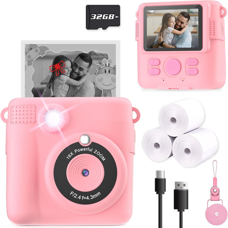 ESOXOFFORE Instant Print Camera for Kids, 32GB SD Card, 3-12 Years