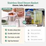 Chefhandy 5-in-1 Baby Food Maker with Stainless Steel Steam Basket, Green | One-step baby food processor with BPA-free food-contact parts, 6 reusable pouches, and recipe guide for homemade baby meals.
