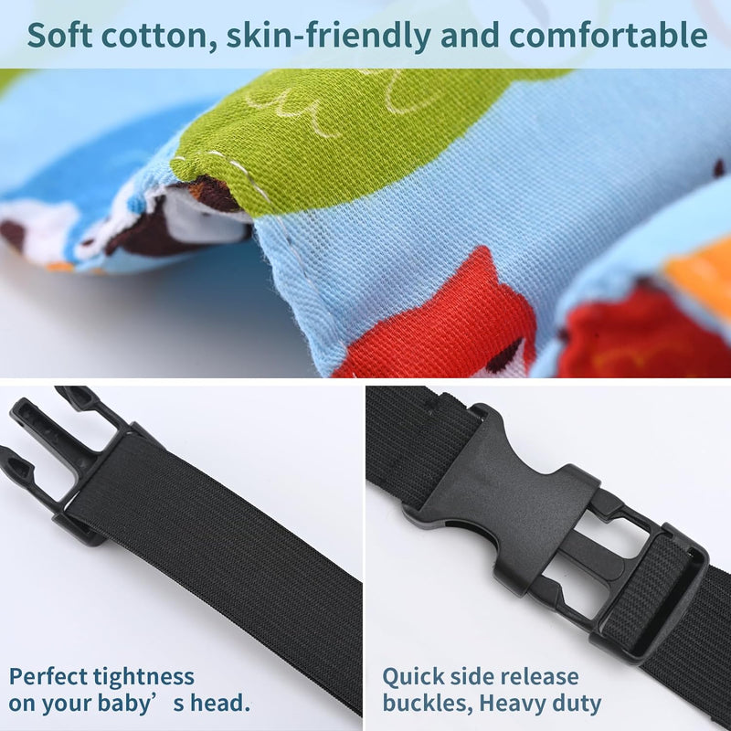 Head Support for Stroller Car Seat - Head Band Strap Headrest for Sleeping Traveling for Toddler Kids Children Child Baby Infant | Breathable Cotton, Adjustable Buckle Head Strap; Machine Washable; Road Trips and Travel Accessory for Toddler and Kids