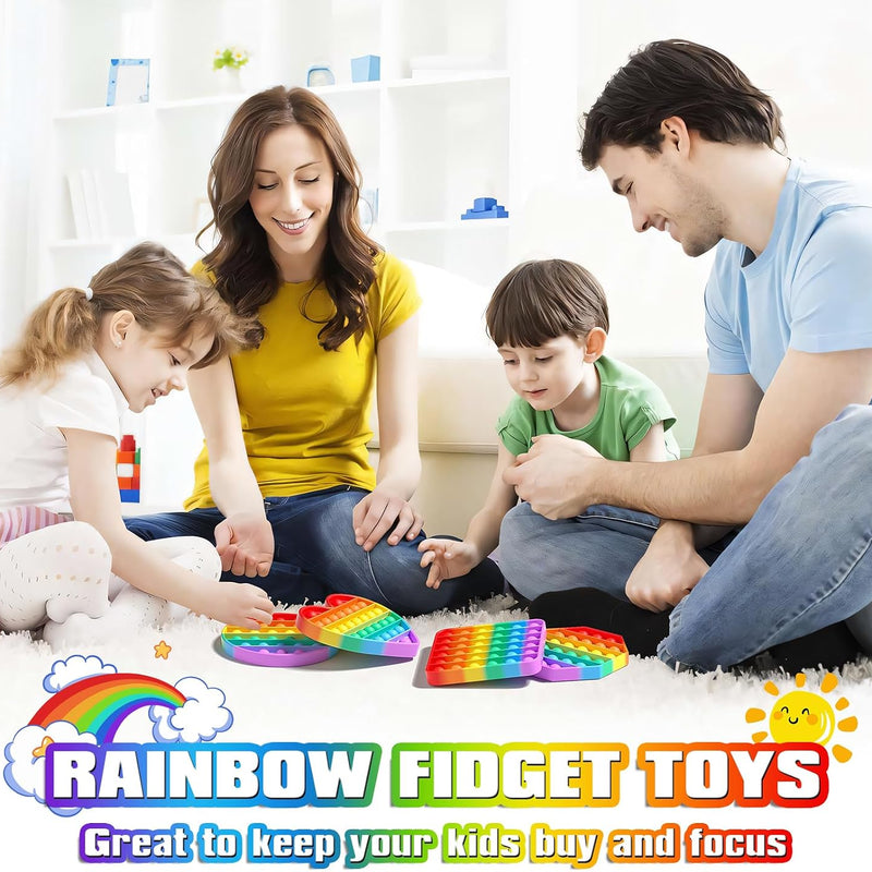 4 Pack Fidget Toys,Pop Fidgets Pack Party Favors for Kids & Adults,Push Sensory Toys Bulk Toddler Toys,Stress Relief Gifts for Easter,Christmas,Birthday,Party Supplies,Classroom