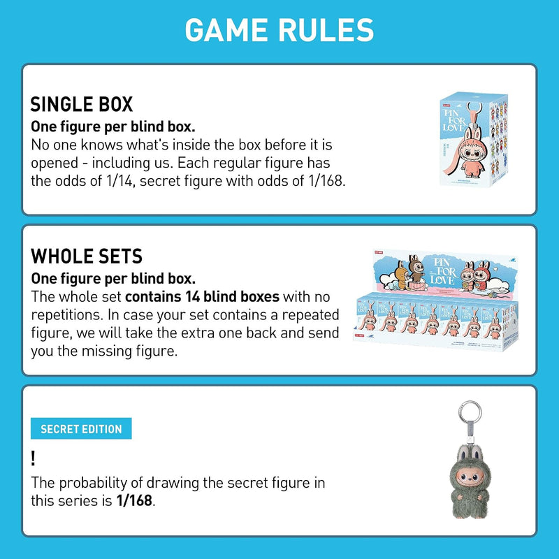 POP MART THE Monster Pin for Love Series (N-Z) Mini Labubu Doll Blind Box Mytery Box Keychain – Vinyl Plush Pendant, Bag Charms, Collectible Holiday & Birthday Gift for Kids & Adults, Single Box