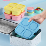Canfanni 4 Pcs Snack Box Containers Set, Reusable 4 Compartment Lunchable Container with 2Pcs Sauce Containers, Stackable BPA-Free Bento Box for School, Work, Travel (4 Color)