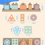 kecristv Montessori Toys for 1-3 Year Olds, Shape Sorter Wooden Toys for Toddlers, Learning Educational Sensory Stacking Toy