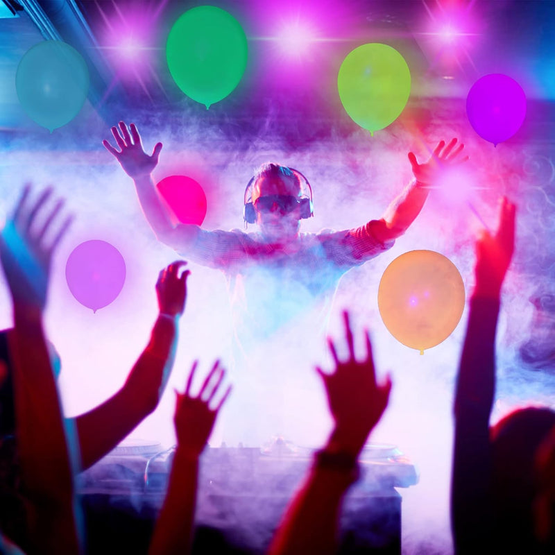 100 Pcs UV Neon Balloons for Birthday Decorations, Wedding Glow Party Supplies, Blacklight Reactive Fluorescent Balloons
