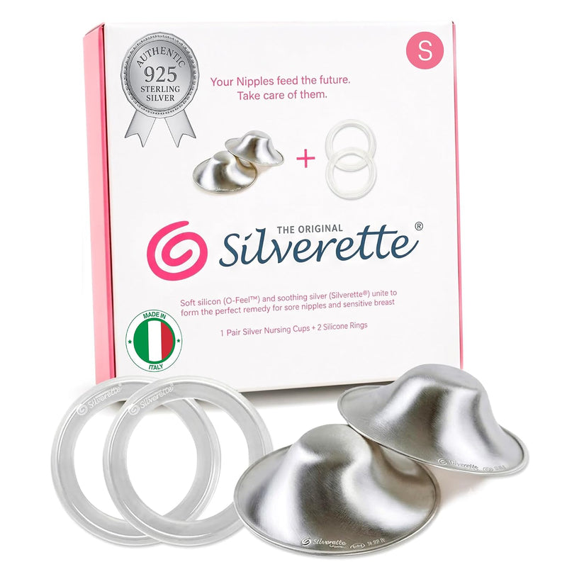 Silverette Nursing Cups, Postpartum Essentials, The Real, Small Silver | Pure 925 Sterling Silver Nursing Cups, Nipple Shields for Breastfeeding Newborn, Silver Nipple Covers, Made in Italy, Gift