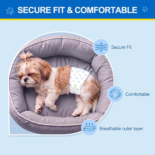 Wowflash 100 Count Dog Belly Bands for Male Dogs, Male Dog Diapers Disposable, Leakproof Dog Wraps with Wetness Indicator, Breathable Quick-Dry, Secure Fit for Doggy Puppy Training, X-Small