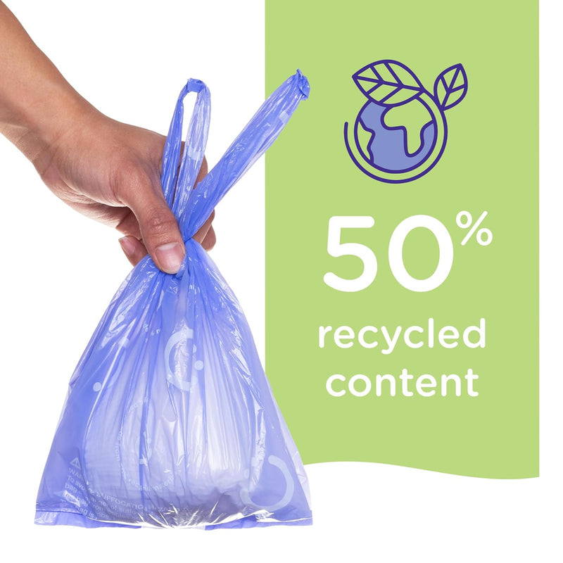 Ubbi Disposable Baby Diaper Sacks, Lavender Scented, 400 Count | Easy-To-Tie Tabs, Made from 50% Recycled Material, Disposable On-The-Go Bags, Diaper Bag and Travel Essential