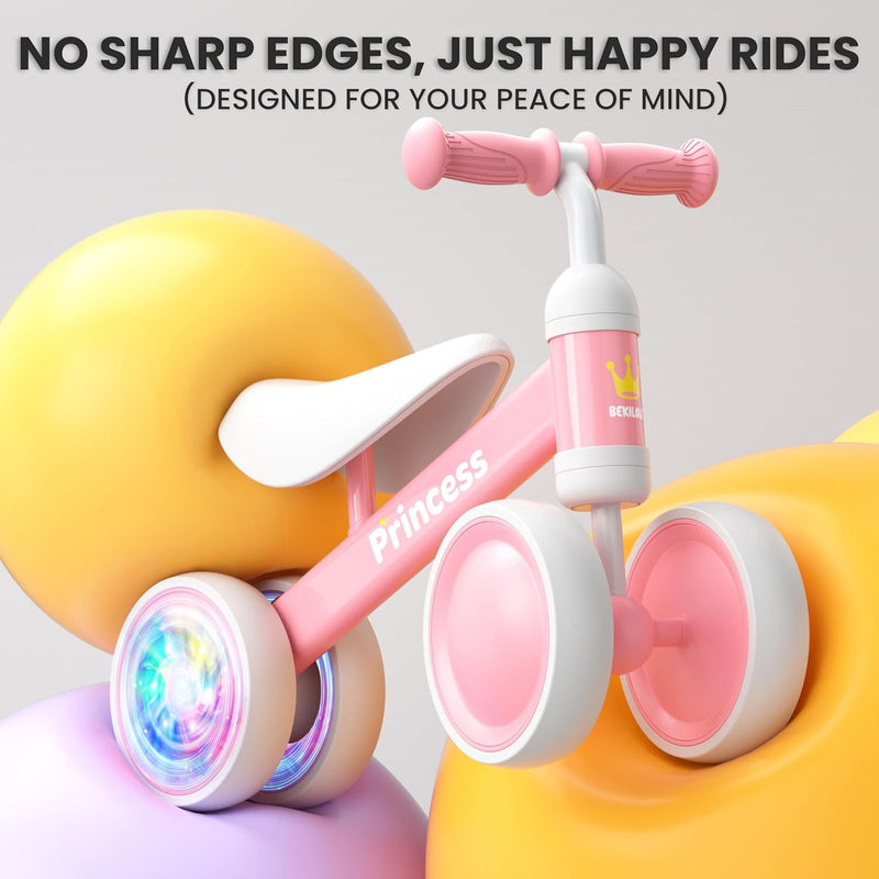Bekilo Baby Balance Bike for 1 Year Old Girl with LED Light Up Wheels