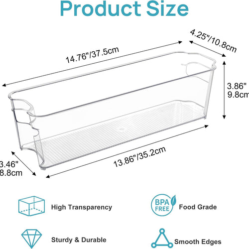 Vtopmart 4Pcs Clear Breastmilk Storage Bags Container in Freezer Fridge | BPA-free Plastic Storage Bins, For Breast Milk Baby Pouches Formula Bottles and Yogurts, In Freezer Fridge and Pantry