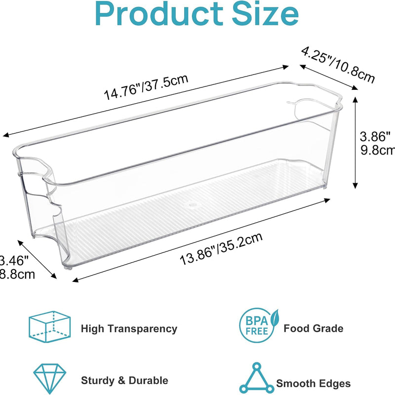 Vtopmart 4Pcs Clear Breastmilk Storage Bags Container in Freezer Fridge | BPA-free Plastic Storage Bins, For Breast Milk Baby Pouches Formula Bottles and Yogurts, In Freezer Fridge and Pantry