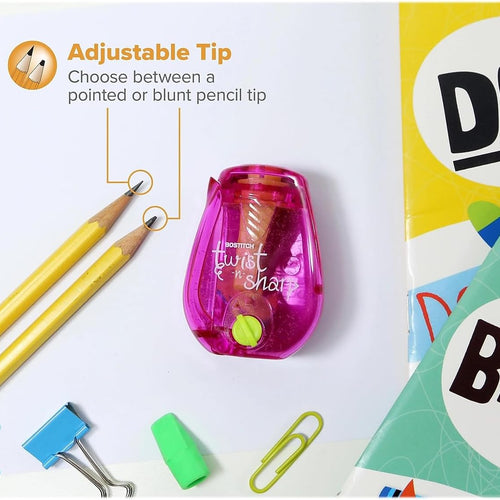 Bostitch Office Pencil Sharpener, Twist-N-Sharp, Easy Open Tray, Perfect for Kids, Works with Colored Pencils & Makeup Pencils, 3-Pack
