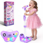 stand karaoke machine for kids, 2 wireless mics, rechargeable, kids microphone, birthday party gift
