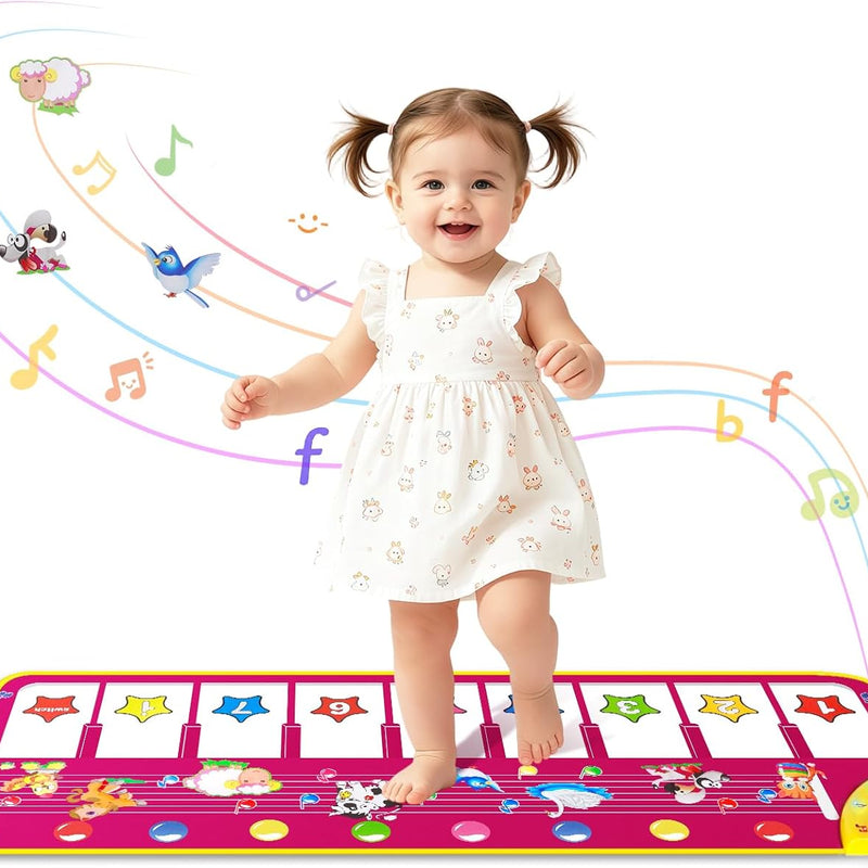 M SANMERSEN Floor Piano Mat, Toddler Toys Musical Mat, Keyboard Floor Play mat 39.5" Electronic Music Animal Touch Play Blanket Funny Xmas Gift Toy for 1 2 3 Year Old
