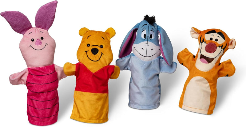 Melissa & Doug Disney Mickey Mouse & Friends 4-Piece Soft & Cuddly Hand Puppet Set for Imaginative Play, Featuring Mickey, Minnie, Donald, and Goofy for Kids and Adults.