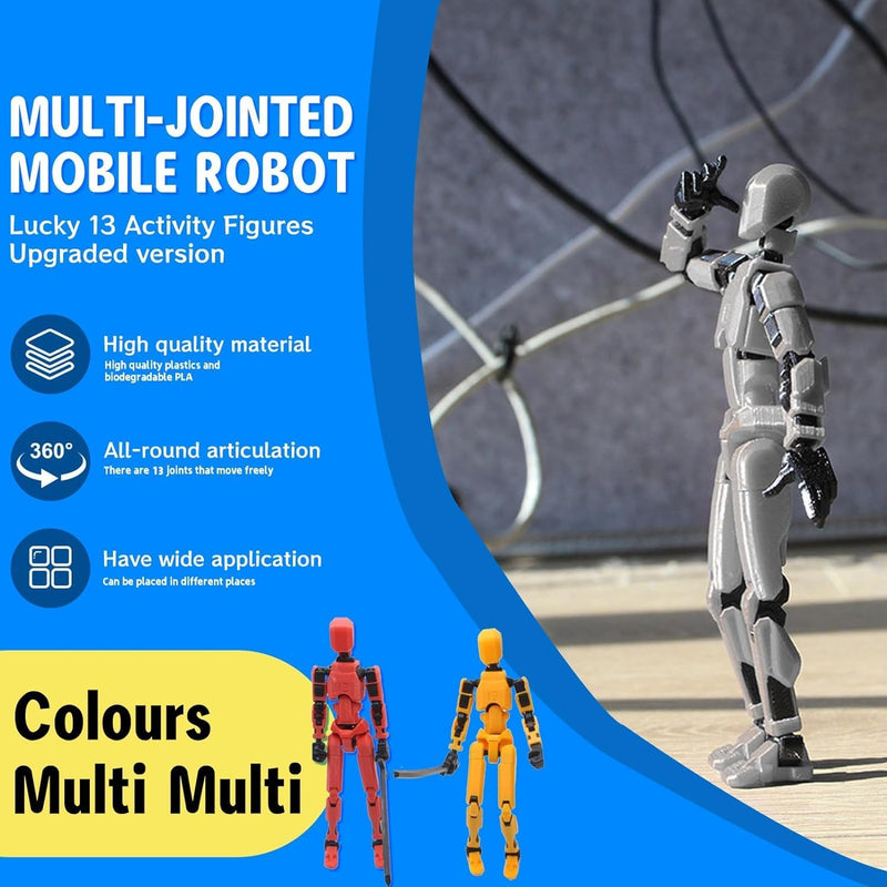 MerryXD T13 3D Action Figure,Assembly Completed Dummy Nova Titan Lucky 13 Action Figure 3D Printed Multi-Jointed Movable Toy Grow in The Dark Blue