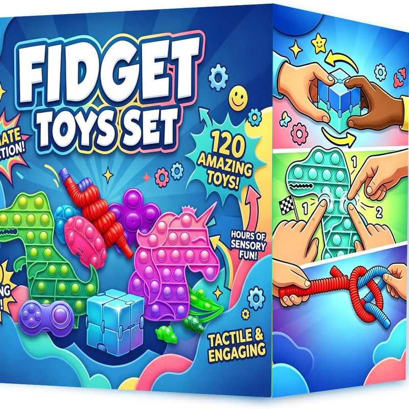 Fidget Toys, 120 Pack Party Favors for Kids 8-12 4-8, Sensory Toy for Autism Autistic Anxiety Children Boys Girls, Classroom Treasure Box Prizes Pinata Stocking Stuffers Gifts Carnival ADHD