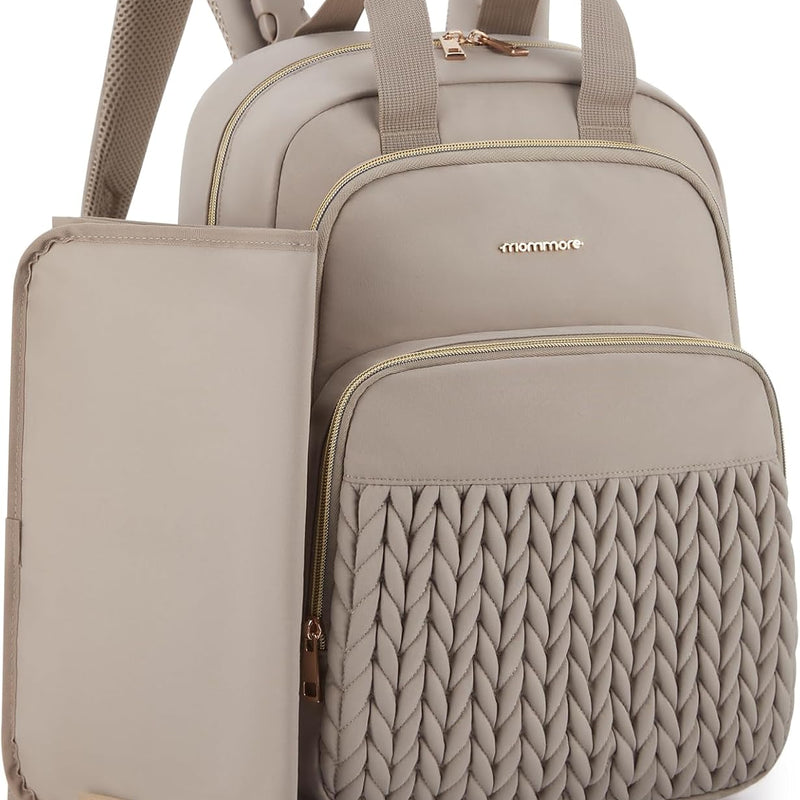 mommore Diaper Bag Backpack, Large Travel Baby Bag for Daily Essentials | Stylish Diaper Backpack for Toddler, Insulated Pockets, Changing Pad & Stroller Straps for Outdoor Trip