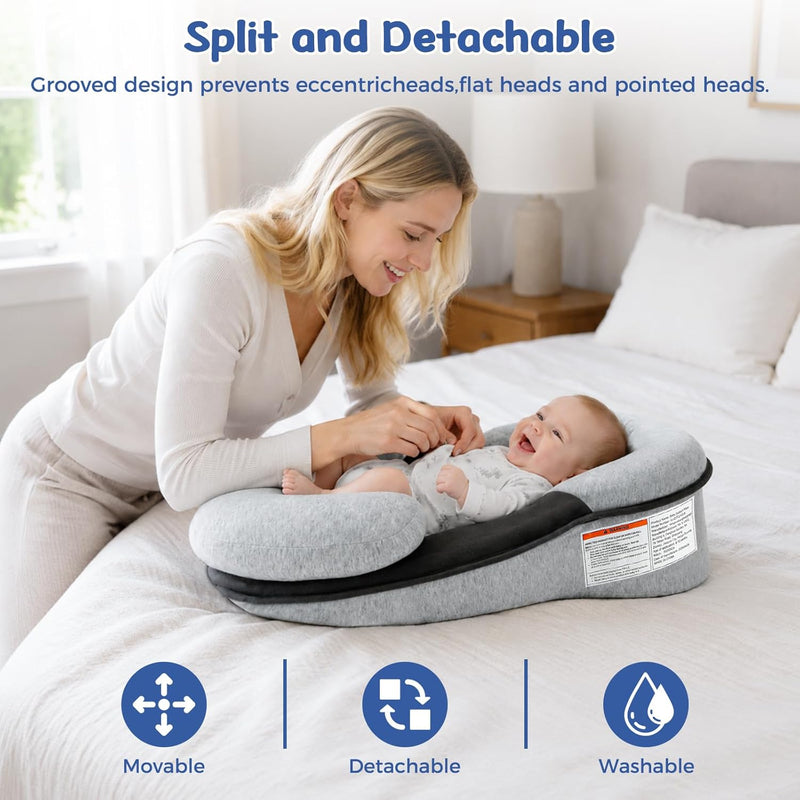 Baby Feeding Support Wedge Pillow, Infant Nursing Cushion with Gentle Incline for Bottle Feeding and Tummy Time, Portable Lounger Support