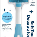 Dr. Brown's Soft Touch No Scratch Baby Bottle Cleaning Brush Nipple Cleaner with Stand and Storage Clip, BPA Free, Blue 1-Pack