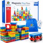 125PCS XL Magnetic Tiles Set with Storage Bag - Magnetic Building Tiles for Kids Ages 3-8, STEM Magnet Construction Toy