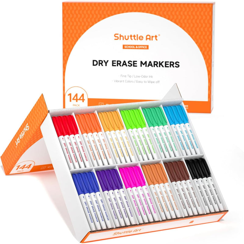 Shuttle Art Magnetic Whiteboard Markers, 20 Pieces Fine Tip and Eraser, Dry Erase Whiteboard Markers, for Writing on Whiteboards, Weekly Planner, Glass for School Office Home