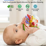 Baby Montessori Silicone Teething Toy with Rattle - Safe, BPA-Free for Teething Relief & Sensory Play, 0-12 Months