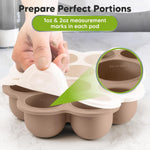 KeaBabies Silicone Food Freezer Trays with Lid, 2oz x 10 Pods (Chai Latte) | Baby Food Storage Containers, Easy Puree Meal Prep, Breast Milk Silicone Freezer Molds, Dishwasher, Microwave Safe, BPA-Free