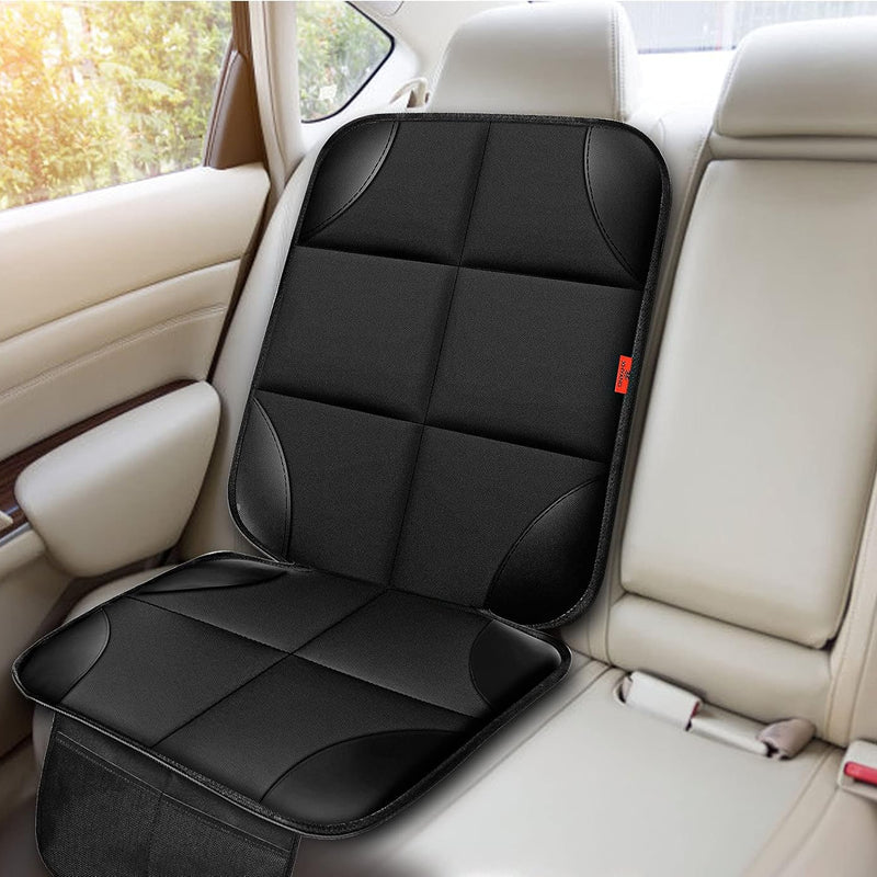 XHYANG Car Seat Protector 1 Pack Car Seat Cushion Mat Thickest Padding,Waterproof 600D Fabric Car Seat Covers for Non-Slip Backing Mesh Pockets for Baby and Pet (Black, 2 Pcs)