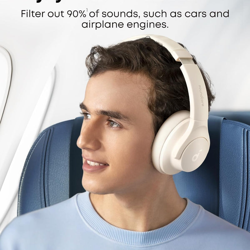 Soundcore by Anker Q20i Hybrid Active Noise Cancelling Headphones, White | Over-Ear, Bluetooth, 40H ANC Playtime, Hi-Res Audio, Big Bass, Transparency Mode, Customize via App, Travel, Home, Office