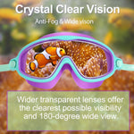 Seago Swim Goggles 2 Pack Anti-Fog Anti-UV Wide View Swimming Goggles for Kids 3-14