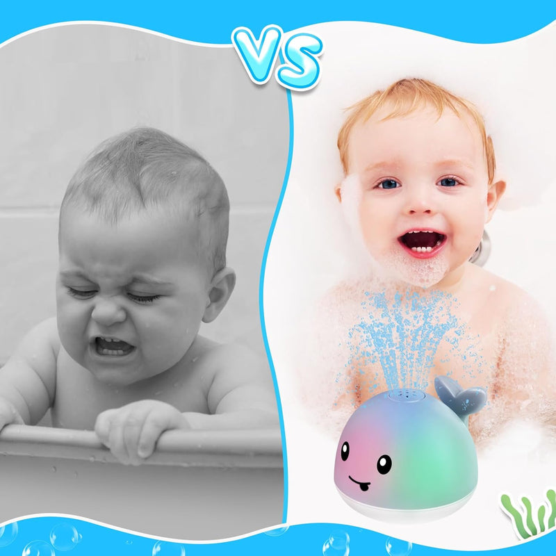 Anggiko Baby Bath Toy, Light Up Whale Sprinkler for Toddlers Ages 1-3, 6-12 Months Rechargeable Battery Toy Gift