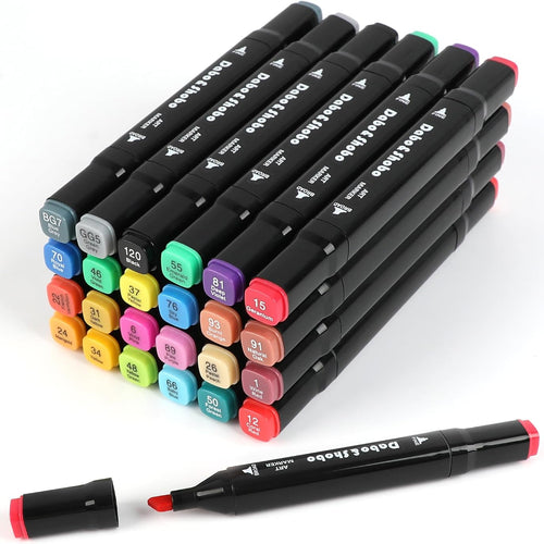 Dabo&Shobo 24 Colors Drawing Markers, Dual Tip Art Markers, Coloring Marker For Adult Sketching And Coloring