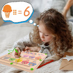 MTYOKILN Montessori Color & Number Maze - Wooden Fine Motor Skills Toys for Boys & Girls 2-4 Years Old - Magnetic Beads Counting Learning Puzzle Board