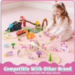 Lehoo Castle Unicorn Train Set for Toddlers 2-4, Wooden Train Track Toy for Girls