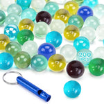 POPLAY 50 PCS Beautiful Player Marbles for Marble Games and STEM Learning - Premium Glass Marbles with Whistle