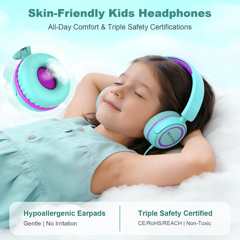 IMYB V1 Kids Headphones with 85dB Safe Volume, Adjustable Fit for Ages 2-12, Ideal for School & Travel