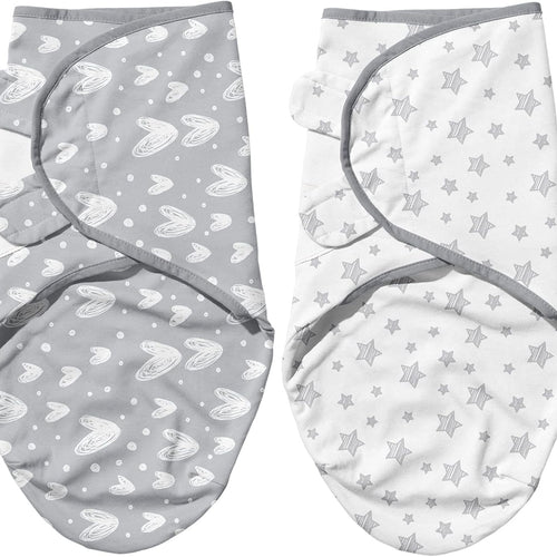 Biloban Baby Swaddles 0-3 Months for Boy Girls, Baby Swaddle | Newborn Swaddle, Cotton Swaddle Blanket, Baby Essentials, Lovely Grey Print, 2 Pack