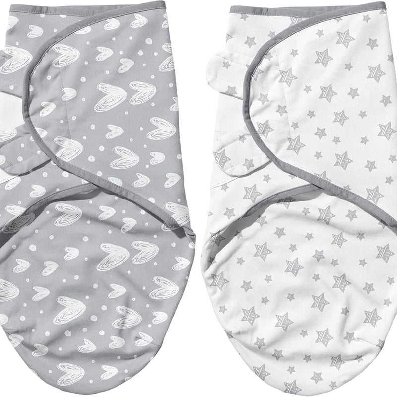 Biloban Baby Swaddles 0-3 Months for Boy Girls, Baby Swaddle | Newborn Swaddle, Cotton Swaddle Blanket, Baby Essentials, Lovely Grey Print, 2 Pack
