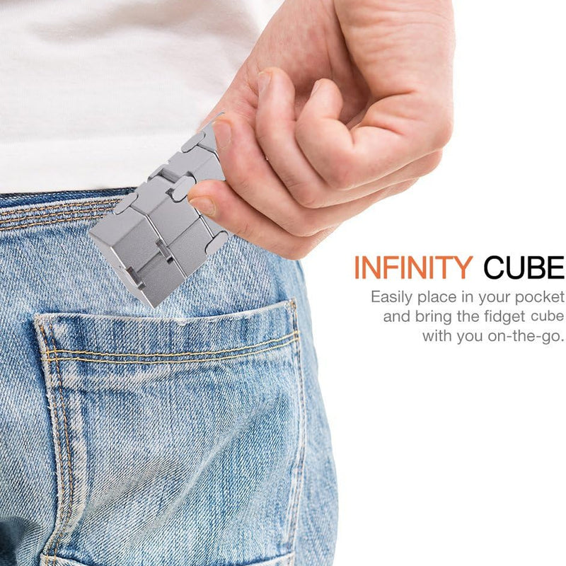 JOEYANK Fidget Cube New Version Fidget Finger Toys - Metal Infinity Cube Prime for Stress and Anxiety Relief/ADHD, Ultra Durable Sensory Gifts for Adults and Teens Kids