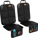 SMART ELF Car Seat Protector, 2Pack Seat Protector Protect Child Seats with Thickest Padding and Non-Slip Backing Mesh Pockets for Baby and Pet,Sedan SUV Truck (Black)
