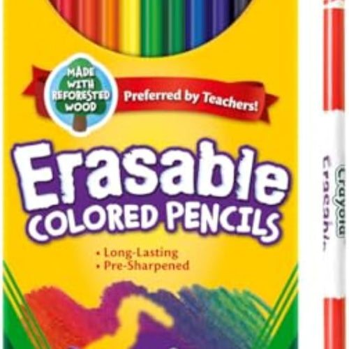 Crayola Erasable Colored Pencils (24ct), Kids Coloring Pencils for Coloring Books, Assorted Colors, Arts & Crafts Supplies, Gifts, Ages 6, 7, 8