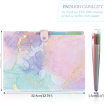 SKYDUE Expanding File Folder with 5 Pockets, Cute Accordion File Organizer, Letter Size Filing Folder, Letter Size Folders for Documents, School Office Supplies Marble Pink