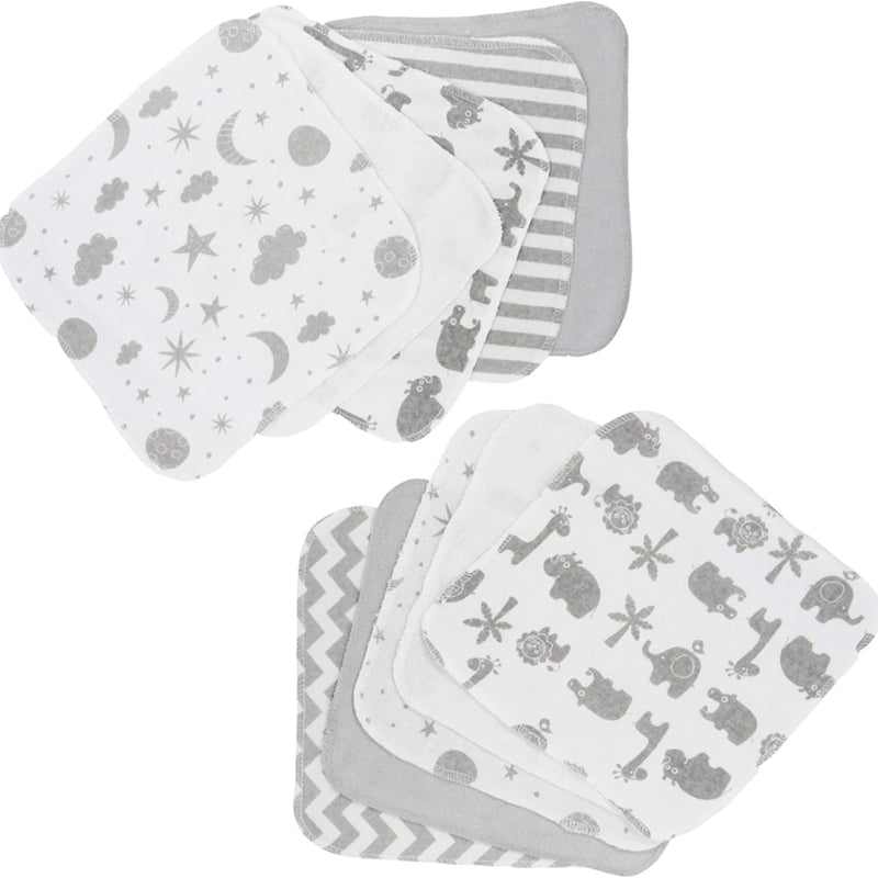 Spasilk Washcloths for Newborn Boys and Girls, Soft Terry Baby Washcloths, Baby Essentials, Ideal, Pink Lines, Pack of 10